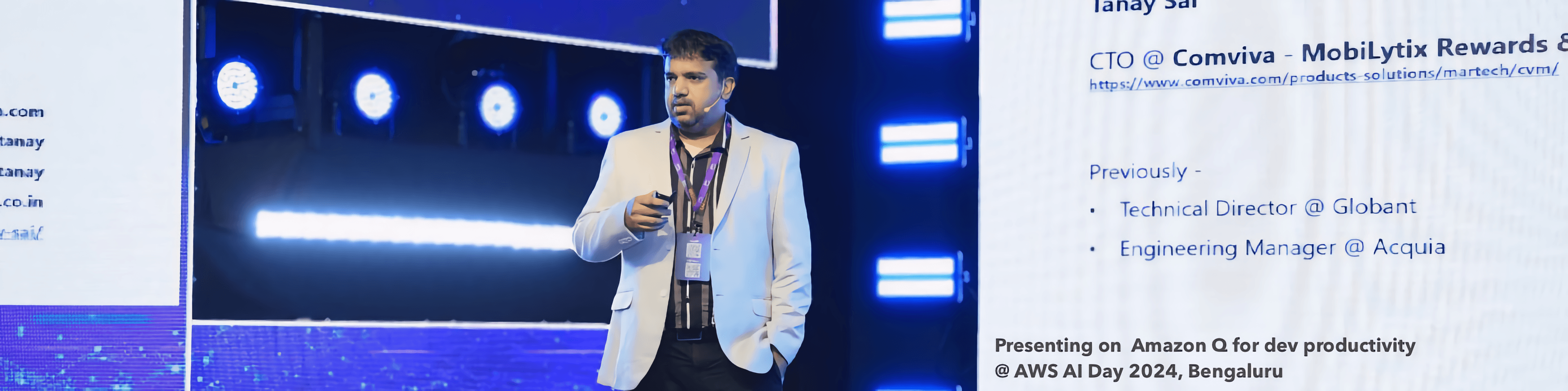 Tanay Sai speaking at a technology conference
